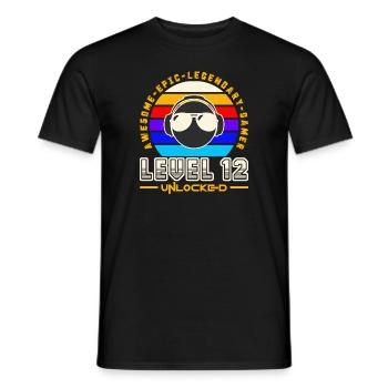 Stufe 12 - Männer T-Shirt - Schwarz - Vorne - AI Model Male 178 light (178cm)