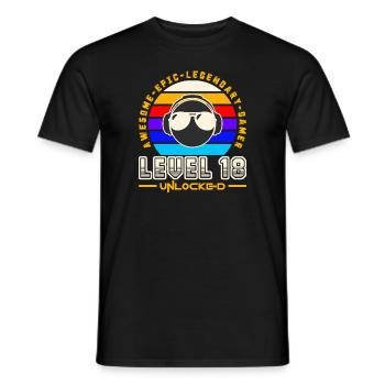 Level 18 - Men's T-Shirt - black - Front - AI Model Male 178 light (178cm)
