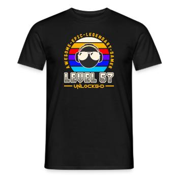 Level 57 - Men's T-Shirt - black - Front - AI Model Male 178 light (178cm)