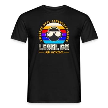 Level 60 - Men's T-Shirt - black - Front - AI Model Male 178 light (178cm)