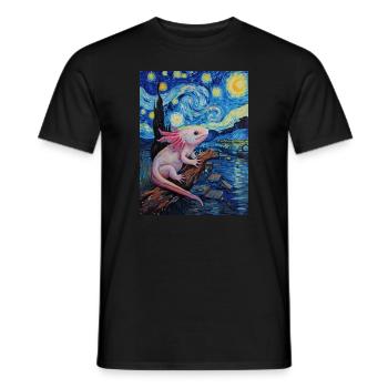axolotl van gogh style sternennacht - Männer T-Shirt - Schwarz - Vorne - AI Model Male 178 light (178cm)