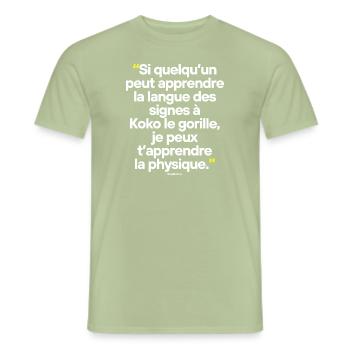 Big Bang Théory - Citation célèbre de séries TV - T-shirt homme - vert sauge - Devant - AI Model Male 178 light (178cm)
