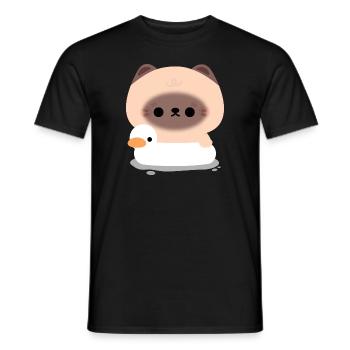 Chat siamois nageant - T-shirt homme - noir - Devant - AI Model Male 178 light (178cm)