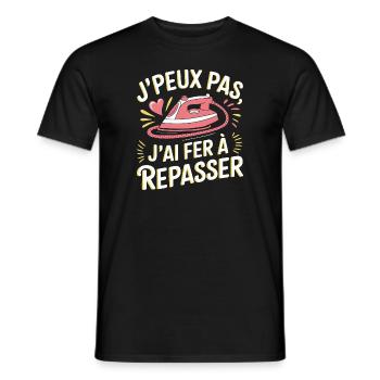 J'peux pas j'ai fer à repasser - T-shirt homme - noir - Devant - AI Model Male 178 light (178cm)