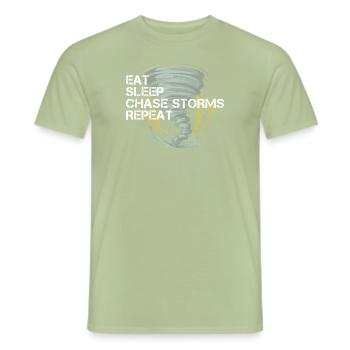 Eat Sleep Chase Storms Repeat Storm Chaser Severe Weather - Men's T-Shirt - sage - Front - AI Model Male 178 light (178cm)