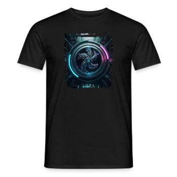 Zodiac sign Libra in cyberpunk era Future - Men's T-Shirt - black - Front - AI Model Male 178 light (178cm)