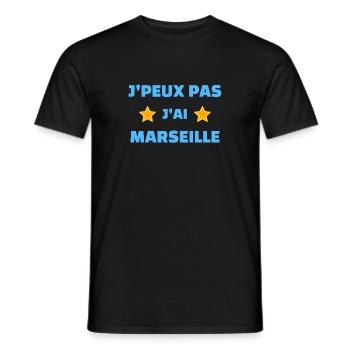 t-shirt marseille foot j'peux pas j'ai marseille - T-shirt homme - noir - Devant - AI Model Male 178 light (178cm)