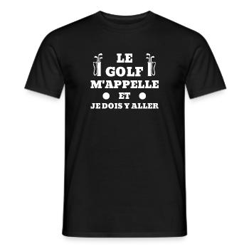 t-shirt humour golfeur le golf m'appelle noel - T-shirt homme - noir - Devant - AI Model Male 178 light (178cm)