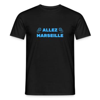 t-shirt foot allez marseille cadeau noel - T-shirt homme - noir - Devant - AI Model Male 178 light (178cm)