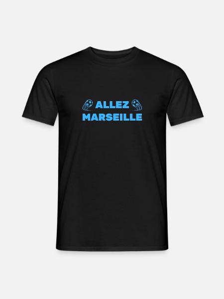 t-shirt foot allez marseille cadeau noel - T-shirt homme - noir