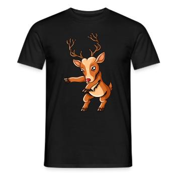 Reindeer with Christmas Cap Floss Dance Christmas - Men's T-Shirt - black - Front - AI Model Male 178 light (178cm)