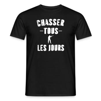 Chasser tous les jours t-shirt chasseur homme - T-shirt homme - noir - Devant - AI Model Male 178 light (178cm)