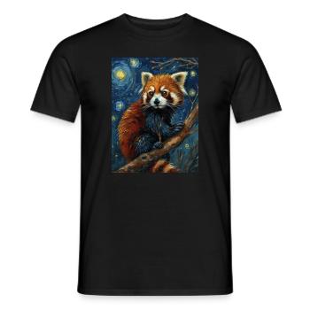 Panda Roux, Van Gogh, Style - T-shirt homme - noir - Devant - AI Model Male 178 light (178cm)