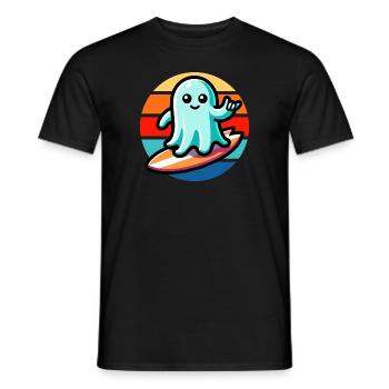 Ghost Surfing Vintage Sunset - Men's T-Shirt - black - Front - AI Model Male 178 light (178cm)
