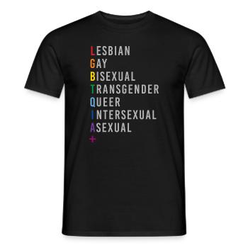 LGBTQIA+ Amour Drapeau Arc-en-ciel Genres - T-shirt homme - noir - Devant - AI Model Male 178 light (178cm)