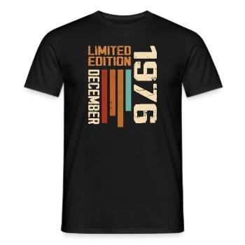 December 1976 - 1976 December - Men's T-Shirt - black - Front - AI Model Male 178 light (178cm)