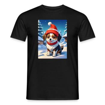 Anime Winterlandschaft Hund 1.2 - Männer T-Shirt - Schwarz - Vorne - AI Model Male 178 light (178cm)