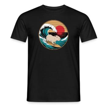 Capybara Surfing - Vintage Sunset - Men's T-Shirt - black - Front - AI Model Male 178 light (178cm)