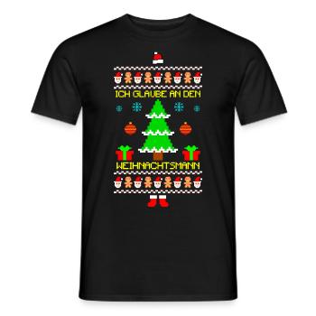 Ich glaube an Nikolaus Ugly Xmas - Männer T-Shirt - Schwarz - Vorne - AI Model Male 178 light (178cm)