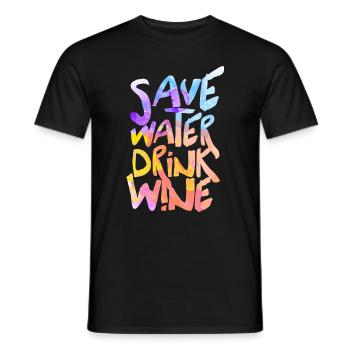 Eau de secours, boire du vin - T-shirt homme - noir - Devant - AI Model Male 178 light (178cm)