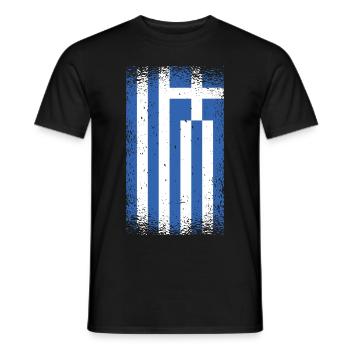 Greece Flag Used Look Athens Hellas Vintage - Men's T-Shirt - black - Front - AI Model Male 178 light (178cm)