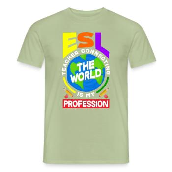 ESL Teacher Linguist Multilingual Teaching - Men's T-Shirt - sage - Front - AI Model Male 178 light (178cm)