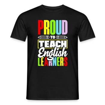 Professeur d’anglais langue ESL Linguiste Enseignement multilingue Fier - T-shirt homme - noir - Devant - AI Model Male 178 light (178cm)