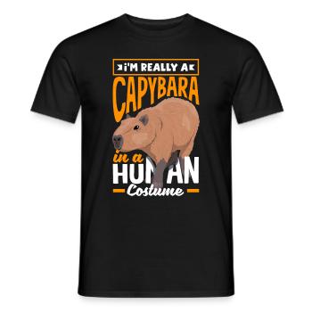 Capybara Rodent Im Really A Capybara In A Human - Men's T-Shirt - black - Front - AI Model Male 178 light (178cm)
