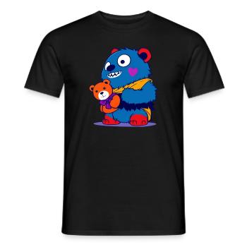 Cute Blue Horror Zombie Comic Monster with Teddy - Men's T-Shirt - black - Front - AI Model Male 178 light (178cm)