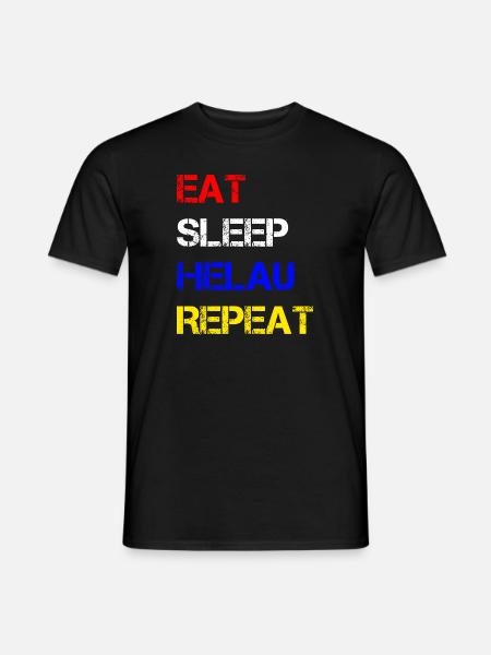 EAT SLEEP HELAU REPEAT | Fasching - Männer T-Shirt - Schwarz