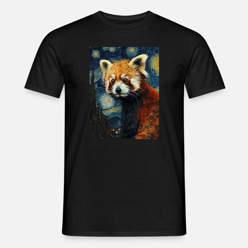 roter panda, van gogh, style - Männer T-Shirt - Schwarz