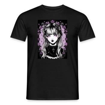 Fille d’anime gothique - T-shirt homme - noir - Devant - AI Model Male 178 light (178cm)