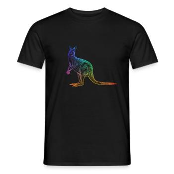 Kangaroo outline contour colorful Australia - Men's T-Shirt - black - Front - AI Model Male 178 light (178cm)