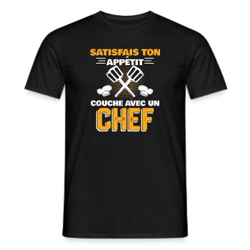 couche avec un chef - T-shirt homme - noir - Devant - AI Model Male 178 light (178cm)