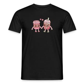 Cute Hot And Iced Coffee Couple In Love - Men's T-Shirt - black - Front - AI Model Male 178 light (178cm)