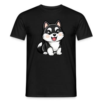 Husky Hund Niedlich - Männer T-Shirt - Schwarz - Vorne - AI Model Male 178 light (178cm)