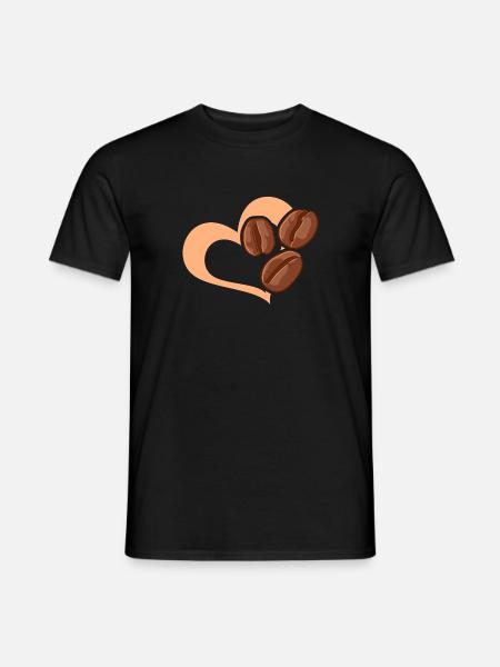 Kaffeebohne Herz Café Kaffee - Männer T-Shirt - Schwarz