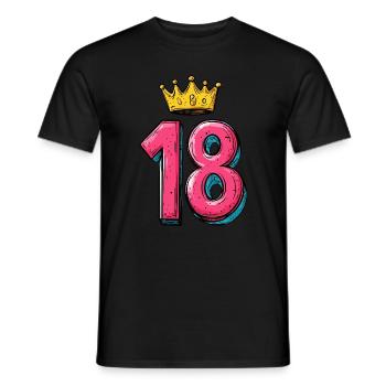 18 Zahl Krone - Männer T-Shirt - Schwarz - Vorne - AI Model Male 178 light (178cm)