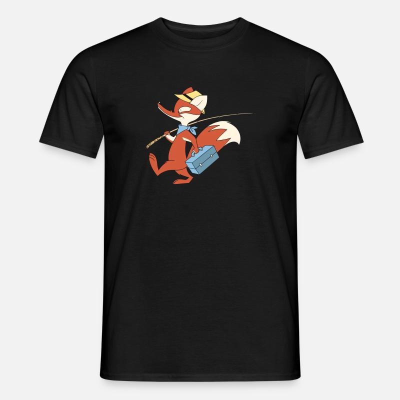 Herr Fuchs mit Angel - Männer T-Shirt - Schwarz