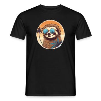 Sloth with sunglasses, sluggishness - Men's T-Shirt - black - Front - AI Model Male 178 light (178cm)