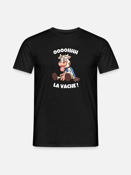 Oooohhh la vache ! cadeau humour animal de ferme - T-shirt homme - noir