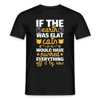 Lustiger Spruch Katze Flache Erde Katzenliebhaber - Männer T-Shirt - Schwarz - Vorne - AI Model Male 178 light (178cm)