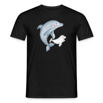 dauphins mignons avec bébé dauphin - T-shirt homme - noir - Devant - AI Model Male 178 light (178cm)