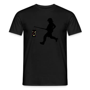 Policier avec lanterne - Riotcop Banksy Style Vecteur - T-shirt homme - noir - Devant - AI Model Male 178 light (178cm)