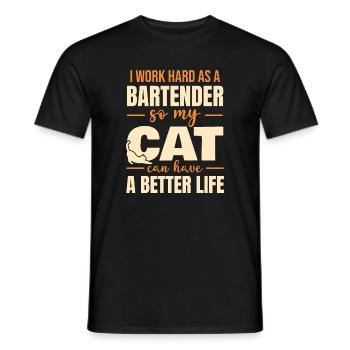 Hilarious Bartender Cat Lover Quote - Men's T-Shirt - black - Front - AI Model Male 178 light (178cm)