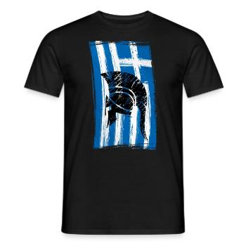 Drapeau Grèce Casque Sparte - T-shirt homme - noir - Devant - AI Model Male 178 light (178cm)