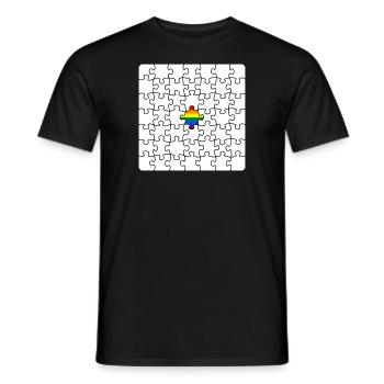 LGBTQ Puzzle Rainbow Flag Puzzle Piece LGBT - Men's T-Shirt - black - Front - AI Model Male 178 light (178cm)