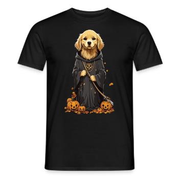 Cute Halloween Dog Design Dog Druid Outfit - Men's T-Shirt - black - Front - AI Model Male 178 light (178cm)