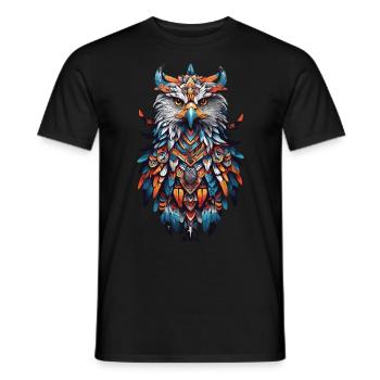 Spiritual Eagle Mandala Indian Boho Design - Men's T-Shirt - black - Front - AI Model Male 178 light (178cm)