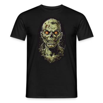 Sinister Zombie Ghoul Halloween Horror Design - Men's T-Shirt - black - Front - AI Model Male 178 light (178cm)